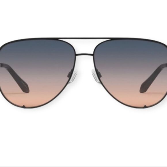 Quay Australia High Key Aviator Sunglasses- Black Frame/Grey Coral Gradient Lens main image 7